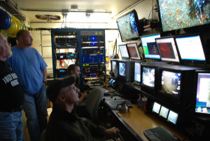 Scientists from different agencies explore the ocean together using the ROV Kraken2 on the NOAA Ship Nancy Foster.