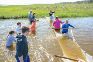 Danville HS students collecting samples during Chincoteague Bay Field Station program similar to LoSU's.