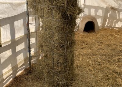 Hay rack installed in goat barn.