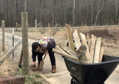 LSUHS student working on landscaping